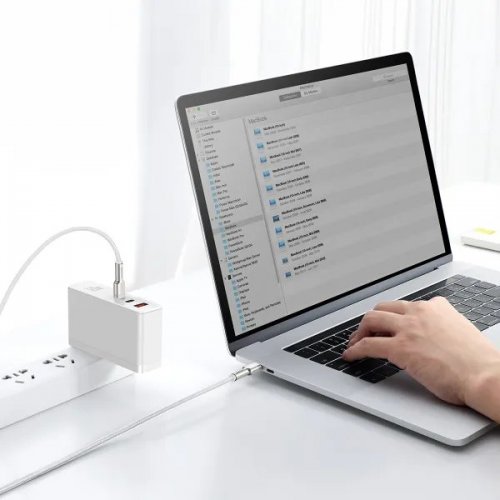 Кабель Baseus Cafule Metal USB Type-C to USB Type-C 100W 2m (CATJK-D02) White купити в Україні: Київ, Львів, Хмельницький, Тернопіль, Івано-Франківськ | Низька ціна, відгуки, характеристики від TELEMART фото