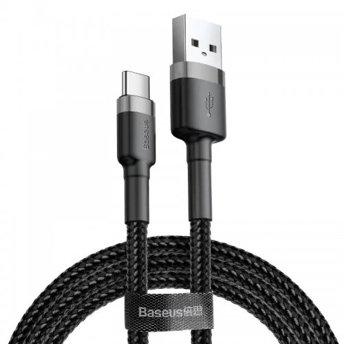Кабель Baseus Cafule USB to USB Type-C 2A 3m (CATKLF-UG1) Black/Grey купити в Україні: Київ, Львів, Хмельницький, Тернопіль, Івано-Франківськ | Низька ціна, відгуки, характеристики від TELEMART фото