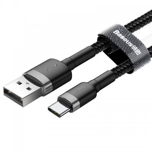 Кабель Baseus Cafule USB to USB Type-C 2A 3m (CATKLF-UG1) Black/Grey купити в Україні: Київ, Львів, Хмельницький, Тернопіль, Івано-Франківськ | Низька ціна, відгуки, характеристики від TELEMART фото