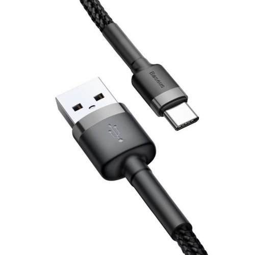 Кабель Baseus Cafule USB to USB Type-C 2A 3m (CATKLF-UG1) Black/Grey купити в Україні: Київ, Львів, Хмельницький, Тернопіль, Івано-Франківськ | Низька ціна, відгуки, характеристики від TELEMART фото
