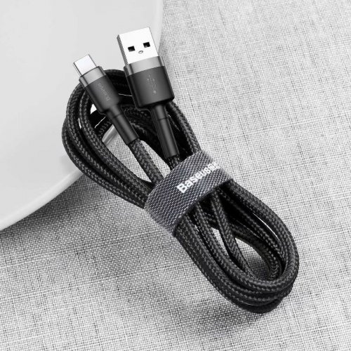 Кабель Baseus Cafule USB to USB Type-C 2A 3m (CATKLF-UG1) Black/Grey купити в Україні: Київ, Львів, Хмельницький, Тернопіль, Івано-Франківськ | Низька ціна, відгуки, характеристики від TELEMART фото
