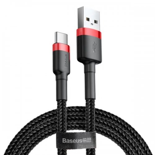Кабель Baseus Cafule USB to USB Type-C 2A 3m (CATKLF-U91) Black/Red купити в Україні: Київ, Львів, Хмельницький, Тернопіль, Івано-Франківськ | Низька ціна, відгуки, характеристики від TELEMART фото