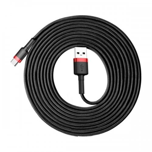 Кабель Baseus Cafule USB to USB Type-C 2A 3m (CATKLF-U91) Black/Red купити в Україні: Київ, Львів, Хмельницький, Тернопіль, Івано-Франківськ | Низька ціна, відгуки, характеристики від TELEMART фото