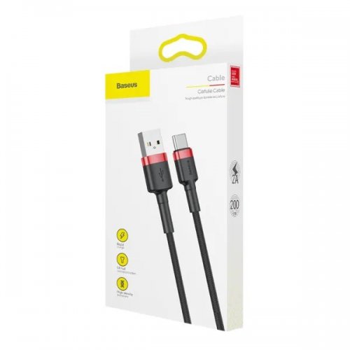 Кабель Baseus Cafule USB to USB Type-C 2A 3m (CATKLF-U91) Black/Red купити в Україні: Київ, Львів, Хмельницький, Тернопіль, Івано-Франківськ | Низька ціна, відгуки, характеристики від TELEMART фото