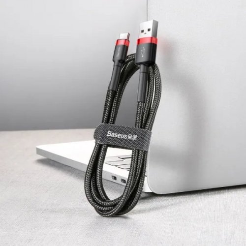 Кабель Baseus Cafule USB to USB Type-C 2A 3m (CATKLF-U91) Black/Red купити в Україні: Київ, Львів, Хмельницький, Тернопіль, Івано-Франківськ | Низька ціна, відгуки, характеристики від TELEMART фото
