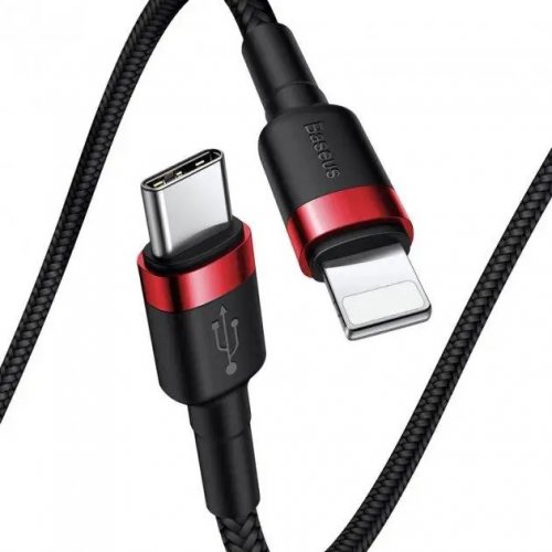 Кабель Baseus Cafule USB Type-C to Lightning 18W 1m (CATLKLF-91) Red/Black купити в Україні: Київ, Львів, Хмельницький, Тернопіль, Івано-Франківськ | Низька ціна, відгуки, характеристики від TELEMART фото