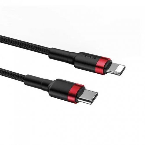 Кабель Baseus Cafule USB Type-C to Lightning 18W 1m (CATLKLF-91) Red/Black купити в Україні: Київ, Львів, Хмельницький, Тернопіль, Івано-Франківськ | Низька ціна, відгуки, характеристики від TELEMART фото