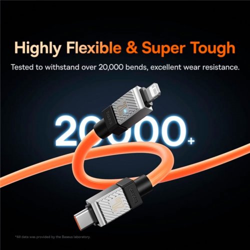 Кабель Baseus CoolPlay USB Type-C to Lightning 20W 1m (CAKW000007) Orange купити в Україні: Київ, Львів, Хмельницький, Тернопіль, Івано-Франківськ | Низька ціна, відгуки, характеристики від TELEMART фото