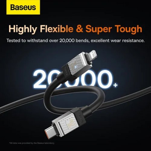 Кабель Baseus CoolPlay USB Type-C to Lightning 20W 2m (CAKW000101) Black купити в Україні: Київ, Львів, Хмельницький, Тернопіль, Івано-Франківськ | Низька ціна, відгуки, характеристики від TELEMART фото