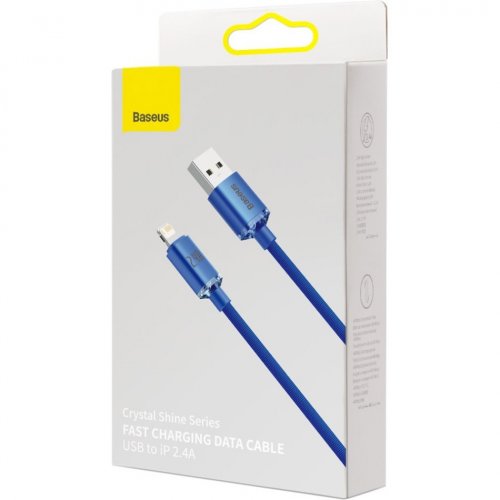 Кабель Baseus Crystal Shine Series USB to Lightning 2.4A 1.2m (CAJY000003) Blue купити в Україні: Київ, Львів, Хмельницький, Тернопіль, Івано-Франківськ | Низька ціна, відгуки, характеристики від TELEMART фото