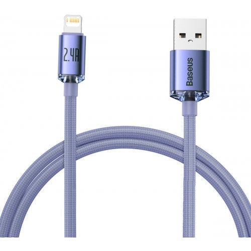 Кабель Baseus Crystal Shine Series USB to Lightning 2.4A 1.2m (CAJY000005) Purple купити в Україні: Київ, Львів, Хмельницький, Тернопіль, Івано-Франківськ | Низька ціна, відгуки, характеристики від TELEMART фото