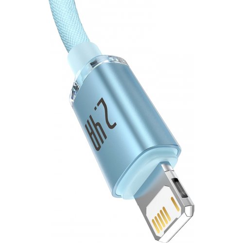 Кабель Baseus Crystal Shine Series USB to Lightning 2.4A 1.2m (CAJY001103) Sky Blue купити в Україні: Київ, Львів, Хмельницький, Тернопіль, Івано-Франківськ | Низька ціна, відгуки, характеристики від TELEMART фото