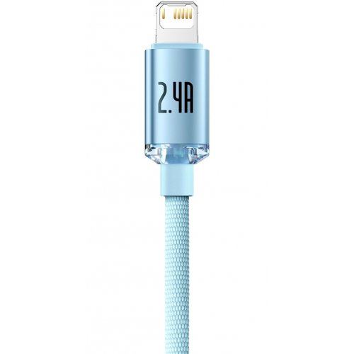 Кабель Baseus Crystal Shine Series USB to Lightning 2.4A 1.2m (CAJY001103) Sky Blue купити в Україні: Київ, Львів, Хмельницький, Тернопіль, Івано-Франківськ | Низька ціна, відгуки, характеристики від TELEMART фото