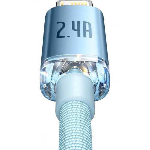 Кабель Baseus Crystal Shine Series USB to Lightning 2.4A 1.2m (CAJY001103) Sky Blue купити в Україні: Київ, Львів, Хмельницький, Тернопіль, Івано-Франківськ | Низька ціна, відгуки, характеристики від TELEMART фото