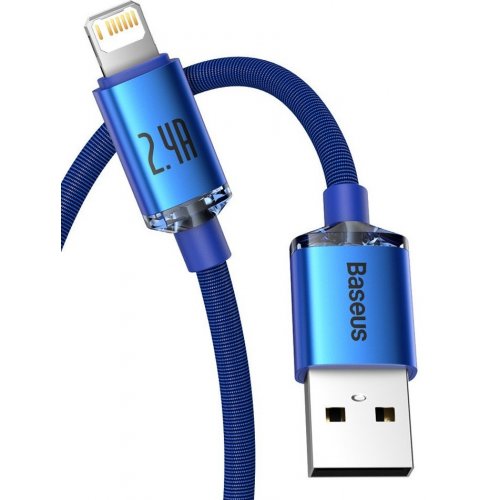 Кабель Baseus Crystal Shine Series USB to Lightning 2.4A 2m (CAJY000103) Blue купить в Украине: Киев, Днепр, Харьков, Одесса  | Низкая цена, отзывы, характеристики от TELEMART фото