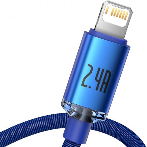 Кабель Baseus Crystal Shine Series USB to Lightning 2.4A 2m (CAJY000103) Blue купить в Украине: Киев, Днепр, Харьков, Одесса  | Низкая цена, отзывы, характеристики от TELEMART фото