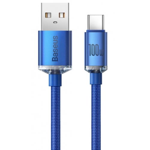 Кабель Baseus Crystal Shine Series USB to USB Type-C 100W 1.2m (CAJY000403) Blue купить в Украине: Киев, Днепр, Харьков, Одесса  | Низкая цена, отзывы, характеристики от TELEMART фото