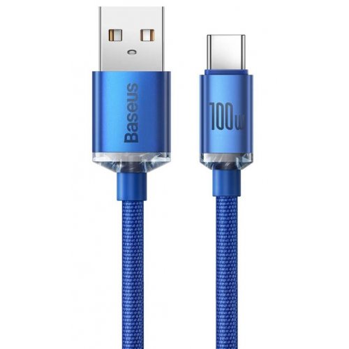 Кабель Baseus Crystal Shine Series USB to USB Type-C 100W 2m (CAJY000503) Blue купити в Україні: Київ, Львів, Хмельницький, Тернопіль, Івано-Франківськ | Низька ціна, відгуки, характеристики від TELEMART фото