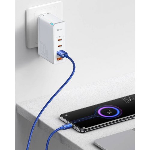 Кабель Baseus Crystal Shine Series USB to USB Type-C 100W 2m (CAJY000503) Blue купити в Україні: Київ, Львів, Хмельницький, Тернопіль, Івано-Франківськ | Низька ціна, відгуки, характеристики від TELEMART фото
