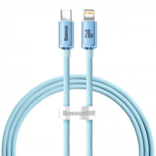 Кабель Baseus Crystal Shine Series USB Type-C to Lightning 20W 1.2m (CAJY001303) Sky Blue купити в Україні: Київ, Львів, Хмельницький, Тернопіль, Івано-Франківськ | Низька ціна, відгуки, характеристики від TELEMART фото