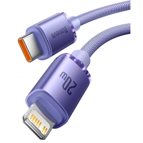 Кабель Baseus Crystal Shine Series USB Type-C to Lightning 20W 2m (CAJY000305) Purple купити в Україні: Київ, Львів, Хмельницький, Тернопіль, Івано-Франківськ | Низька ціна, відгуки, характеристики від TELEMART фото