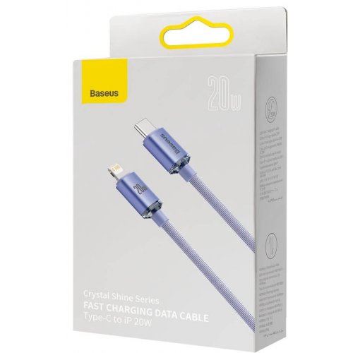 Кабель Baseus Crystal Shine Series USB Type-C to Lightning 20W 2m (CAJY000305) Purple купити в Україні: Київ, Львів, Хмельницький, Тернопіль, Івано-Франківськ | Низька ціна, відгуки, характеристики від TELEMART фото