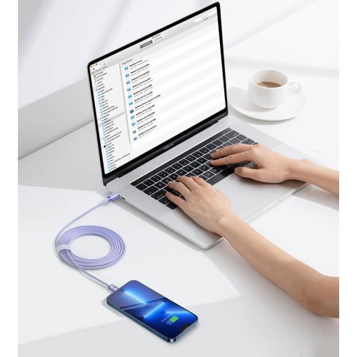 Кабель Baseus Crystal Shine Series USB Type-C to Lightning 20W 2m (CAJY000305) Purple купити в Україні: Київ, Львів, Хмельницький, Тернопіль, Івано-Франківськ | Низька ціна, відгуки, характеристики від TELEMART фото