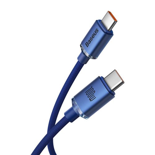 Кабель Baseus Crystal Shine Series USB Type-C to USB Type-C 100W 2m (CAJY000703) Blue купити в Україні: Київ, Львів, Хмельницький, Тернопіль, Івано-Франківськ | Низька ціна, відгуки, характеристики від TELEMART фото