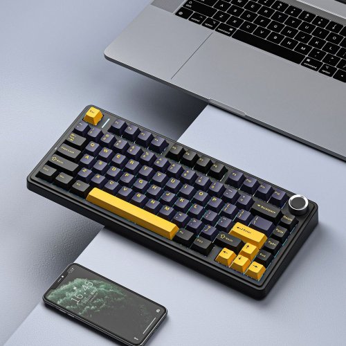 Уцінка клавіатура AULA F75 Gasket Leobog Greywood V3 Wireless (6948391208626) Black (Розкрита упаковка, 866927) купити в Україні: Київ, Львів, Хмельницький, Тернопіль, Івано-Франківськ | Низька ціна, відгуки, характеристики від TELEMART фото