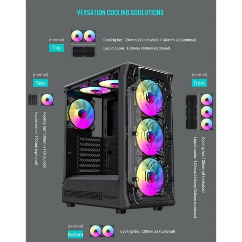 Уцінка корпус GAMEMAX Starlight 2 A Tempered Glass без БЖ Black (Розкрита упаковка, 866974) купити в Україні: Київ, Львів, Хмельницький, Тернопіль, Івано-Франківськ | Перевірка сумісності, низька ціна, відгуки, характеристики від TELEMART фото