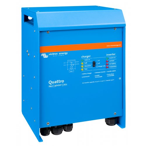 Гибридный инвертор Victron Energy Quattro 24V 3000W (24/3000/70-50/50) купить в Украине: Киев, Днепр, Харьков, Одесса  | Низкая цена, отзывы, характеристики от TELEMART фото