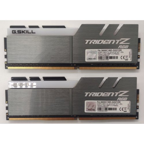 Озу G.Skill DDR4 32GB (2x16GB) 3600Mhz Trident Z RGB (F4-3600C18D-32GTZR) (Восстановлено продавцом, 867359) купить в Украине: Киев, Днепр, Харьков, Одесса  | Проверка совместимости, низкая цена, отзывы, характеристики от TELEMART фото