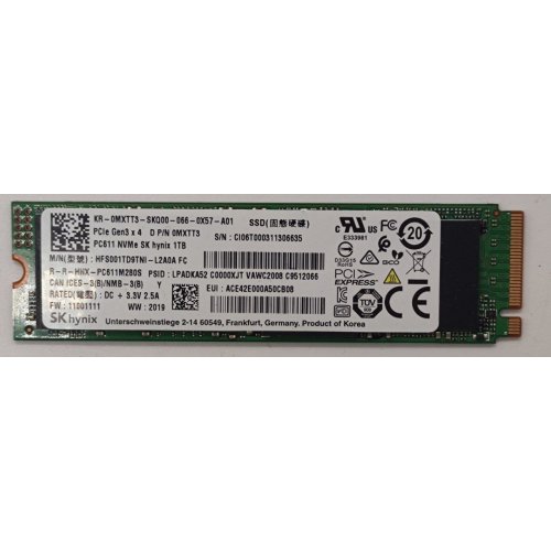 Ssd-диск Hynix PC611 1TB M.2 (2280 PCI-E) NVME (HFS001TD9TNI‑L2A0A) (Восстановлено продавцом, 867371) купить в Украине: Киев, Днепр, Харьков, Одесса  | Проверка совместимости, низкая цена, отзывы, характеристики от TELEMART фото