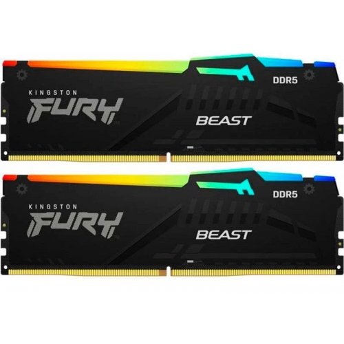 Озу Kingston DDR5 32GB (2x16GB) 5200Mhz FURY Beast RGB (KF552C36BBEAK2-32) (Восстановлено продавцом, 867513) купить в Украине: Киев, Днепр, Харьков, Одесса  | Проверка совместимости, низкая цена, отзывы, характеристики от TELEMART фото