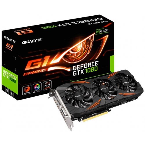 Відеокарта Gigabyte GeForce GTX 1080 G1 Gaming 8192MB (GV-N1080G1 GAMING-8GD) (Відновлено продавцем, 867688) купити в Україні: Київ, Львів, Хмельницький, Тернопіль, Івано-Франківськ | Перевірка сумісності, низька ціна, відгуки, характеристики від TELEMART фото