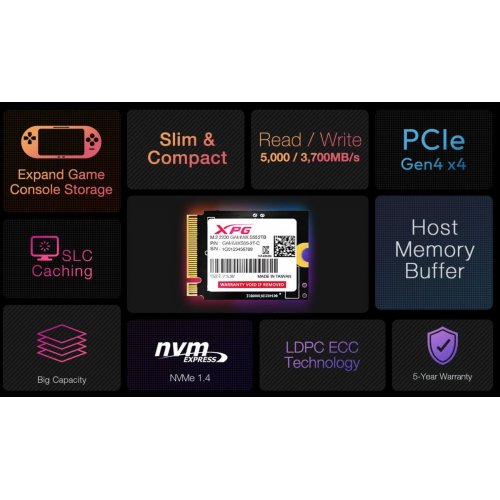 SSD-диск ADATA Gammix S55 3D NAND 2TB M.2 (2230 PCI-E) NVMe (SGAMMIXS55-2T-C) купить в Украине: Киев, Днепр, Харьков, Одесса  | Проверка совместимости, низкая цена, отзывы, характеристики от TELEMART фото