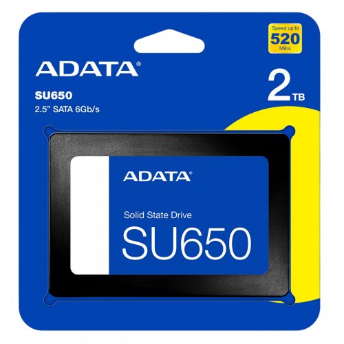 SSD-диск ADATA Ultimate SU650 3D NAND TLC 2TB 2.5" (ASU650SS-2TT-R) купить в Украине: Киев, Днепр, Харьков, Одесса  | Проверка совместимости, низкая цена, отзывы, характеристики от TELEMART фото