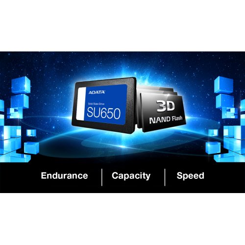 SSD-диск ADATA Ultimate SU650 3D NAND TLC 2TB 2.5" (ASU650SS-2TT-R) купить в Украине: Киев, Днепр, Харьков, Одесса  | Проверка совместимости, низкая цена, отзывы, характеристики от TELEMART фото