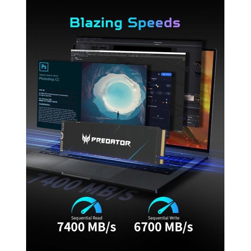 SSD-диск Acer Predator GM7000 3D NAND TLC 1TB M.2 (2280 PCI-E) NVMe x4 (BL.9BWWR.105) купить в Украине: Киев, Днепр, Харьков, Одесса  | Проверка совместимости, низкая цена, отзывы, характеристики от TELEMART фото