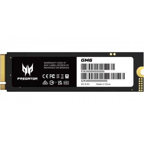 SSD-диск Acer Predator GM6 3D NAND TLC 4TB M.2 (2280 PCI-E) NVMe x4 (BL.9BWWR.135) купить в Украине: Киев, Днепр, Харьков, Одесса  | Проверка совместимости, низкая цена, отзывы, характеристики от TELEMART фото
