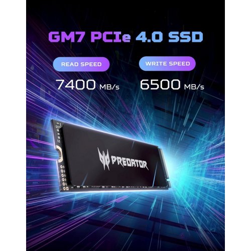 SSD-диск Acer Predator GM7 3D NAND TLC 4TB M.2 (2280 PCI-E) NVMe x4 (BL.9BWWR.120) купить в Украине: Киев, Днепр, Харьков, Одесса  | Проверка совместимости, низкая цена, отзывы, характеристики от TELEMART фото