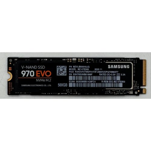 Ssd-диск Samsung 970 EVO V-NAND MLC 500GB M.2 (2280 PCI-E) (MZ-V7E500BW) (Восстановлено продавцом, 867755) купить в Украине: Киев, Днепр, Харьков, Одесса  | Проверка совместимости, низкая цена, отзывы, характеристики от TELEMART фото