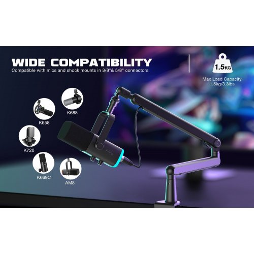 Уцінка стійка пантограф Fifine BM88 White (Розкрита упаковка, 867762) купити в Україні: Київ, Львів, Хмельницький, Тернопіль, Івано-Франківськ | Низька ціна, відгуки, характеристики від TELEMART фото