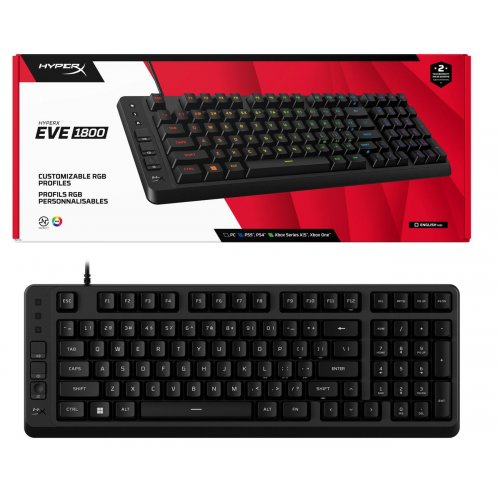 Клавиатура HyperX Eve 1800 RGB (B7JE0AA) Black купить в Украине: Киев, Днепр, Харьков, Одесса  | Низкая цена, отзывы, характеристики от TELEMART фото