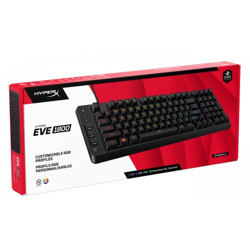 Клавиатура HyperX Eve 1800 RGB (B7JE0AA) Black купить в Украине: Киев, Днепр, Харьков, Одесса  | Низкая цена, отзывы, характеристики от TELEMART фото