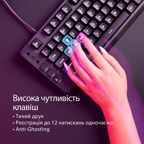 Клавиатура HyperX Eve 1800 RGB (B7JE0AA) Black купить в Украине: Киев, Днепр, Харьков, Одесса  | Низкая цена, отзывы, характеристики от TELEMART фото