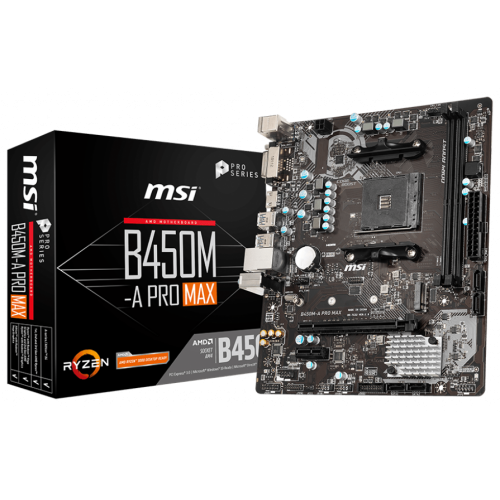 Материнская плата MSI B450M-A PRO MAX (sAM4, AMD B450) (Восстановлено продавцом, 867776) купить в Украине: Киев, Днепр, Харьков, Одесса  | Проверка совместимости, низкая цена, отзывы, характеристики от TELEMART фото