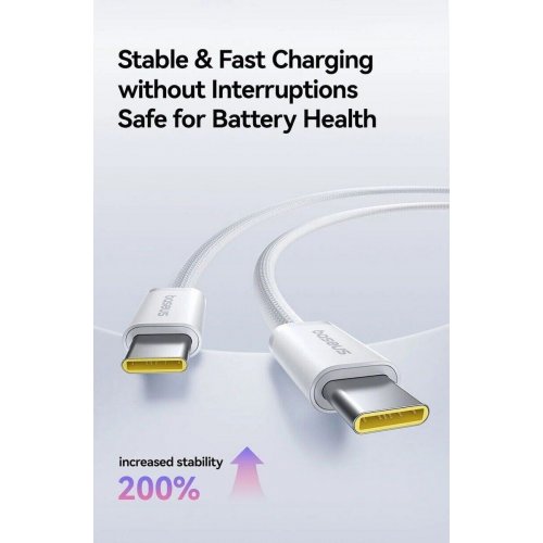 Кабель Baseus Dynamic 4 Series USB Type-C to USB Type-C 100W 2m (P10381400211-01) White купити в Україні: Київ, Львів, Хмельницький, Тернопіль, Івано-Франківськ | Низька ціна, відгуки, характеристики від TELEMART фото
