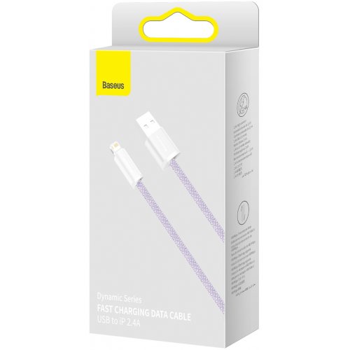 Кабель Baseus Dynamic Series USB to Lightning 2.4A 1m (CALD000405) Purple купити в Україні: Київ, Львів, Хмельницький, Тернопіль, Івано-Франківськ | Низька ціна, відгуки, характеристики від TELEMART фото
