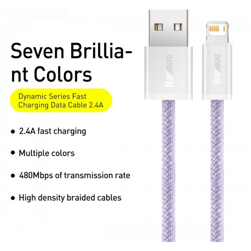 Кабель Baseus Dynamic Series USB to Lightning 2.4A 2m (CALD000503) Blue купить в Украине: Киев, Днепр, Харьков, Одесса  | Низкая цена, отзывы, характеристики от TELEMART фото